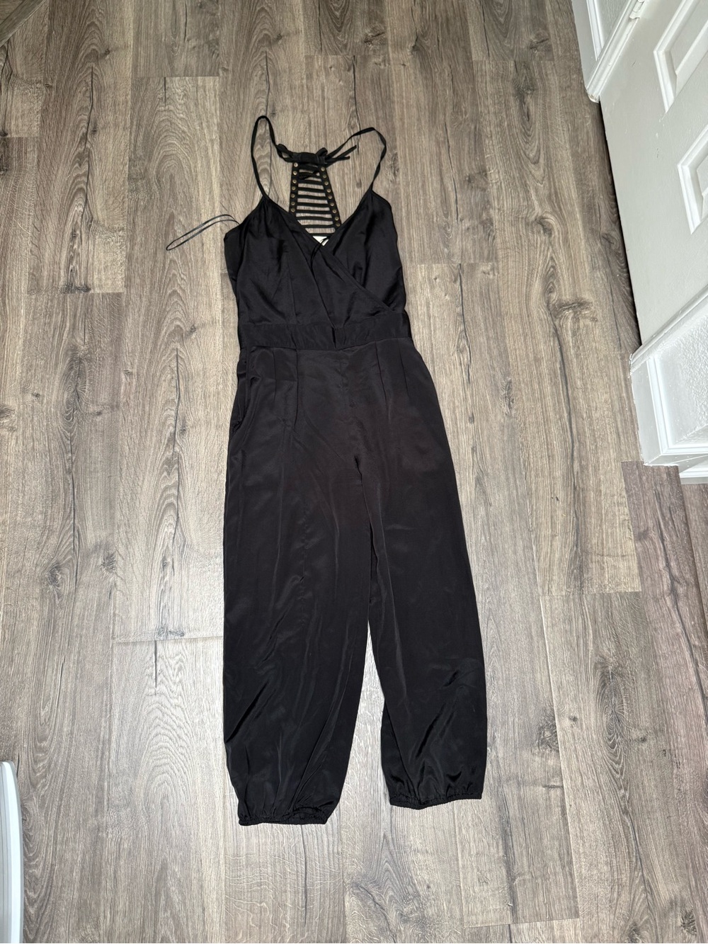 Black Strappy Wide-Leg Jumpsuit